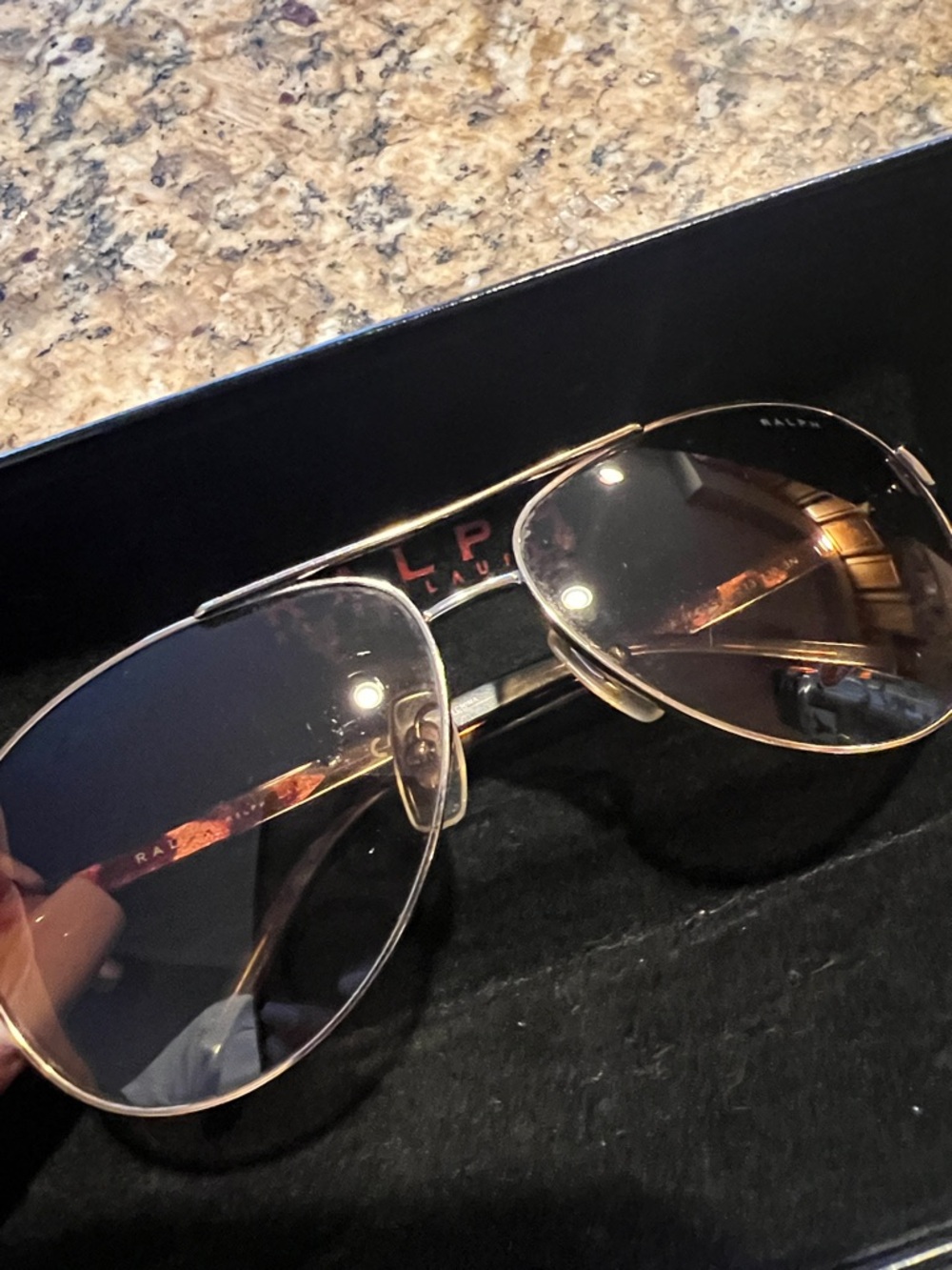 Ralph Lauren Gold Frame Brown Lens Aviator Sunglasses - Picture 8 of 10